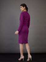 SASSAFRAS worklyf Round Neck Long Sleeves Button Detail Sheath Dress - Image 4