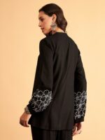 Shae by SASSAFRAS Black Floral Embroidered Oversized Party Shirt - Image 4