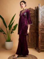 Shae by SASSAFRAS Embroidered Anarkali Kurti With Palazzo Set - Image 4