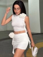 StyleCast White Sleeveless Top And Skirt
