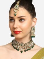 Zaveri Pearls Gold Plated Kundan & Beads Studded Jewellery Set - Image 6