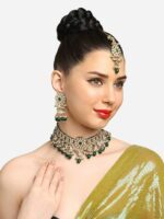 Zaveri Pearls Gold Plated Kundan & Beads Studded Jewellery Set - Image 7