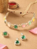 Zaveri Pearls Gold-Plated Kundan-Studded Necklace With Earrings & Finger Ring - Image 2