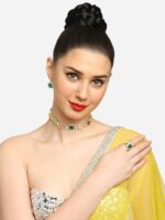 Zaveri Pearls Gold-Plated Kundan-Studded Necklace With Earrings & Finger Ring - Image 4