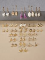 Zaveri Pearls Set of 25 Gold Plated Contemporary Studs & Hoops Earrings