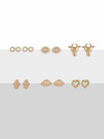 Zaveri Pearls Set of 25 Gold Plated Contemporary Studs & Hoops Earrings - Image 10