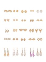Zaveri Pearls Set of 25 Gold Plated Contemporary Studs & Hoops Earrings - Image 4