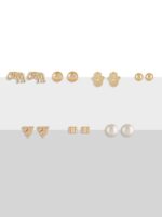 Zaveri Pearls Set of 25 Gold Plated Contemporary Studs & Hoops Earrings - Image 8