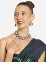 Zaveri Pearls Women Gold-Plated Austrian Diamonds & Stones Jewellery Set - Image 5