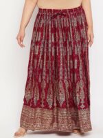 CLORA CREATION PLUS Ethnic Motifs Printed Flared Maxi Skirt