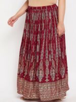 CLORA CREATION PLUS Ethnic Motifs Printed Flared Maxi Skirt - Image 3