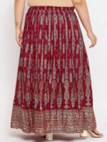 CLORA CREATION PLUS Ethnic Motifs Printed Flared Maxi Skirt - Image 4