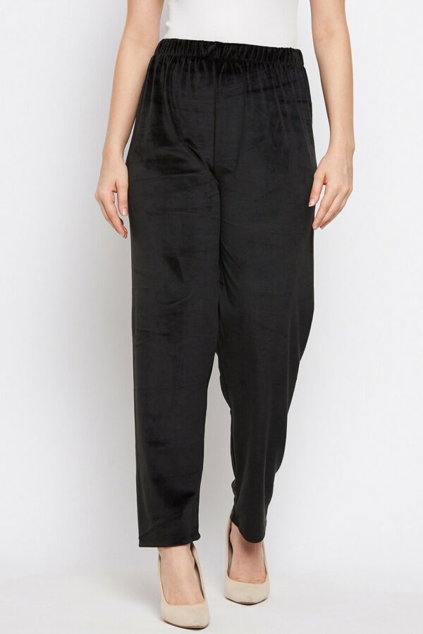 Clora Creation Women Mid Rise Velvet Trousers