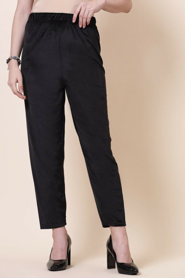 Clora Creation Women Straight Fit Velvet Cigarette Trousers