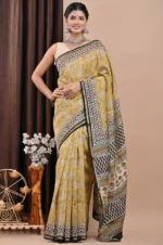Designer Hand Block Print Chanderi Silk Saree