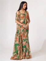 FABPIXEL Floral Printed Organza Saree - Image 2