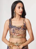 FABPIXEL Floral Printed Organza Saree - Image 3
