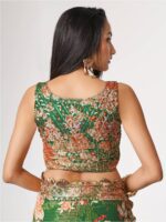 FABPIXEL Floral Printed Organza Saree - Image 7