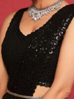 FABPIXEL Sequined Pure Georgette Saree - Image 7