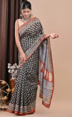 Paisley Print Chanderi Silk Saree - Image 2