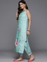 Ahalyaa Floral Printed Panelled Gotta Patti Kurta with Trousers - Image 4
