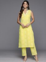 Ahalyaa Floral Printed Pure Cotton Kurta with Trousers