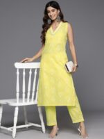Ahalyaa Floral Printed Pure Cotton Kurta with Trousers - Image 6