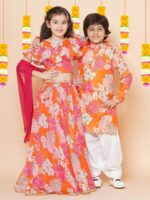 Bitiya by Bhama Floral Printed Round Neck Ready to Wear Lehenga & Blouse With Dupatta - Image 6
