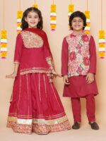 Bitiya by Bhama Girls Embellished Patchwork Ready to Wear Lehenga & Blouse With Dupatta - Image 6