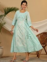 Juniper Ethnic Motifs Printed Sequined Detail A-Line Ethnic Dress
