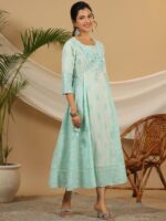 Juniper Ethnic Motifs Printed Sequined Detail A-Line Ethnic Dress - Image 3