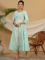 Juniper Ethnic Motifs Printed Sequined Detail A-Line Ethnic Dress - Image 4