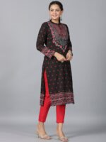 Juniper Ethnic Motifs Printed Sequinned Kurta - Image 3