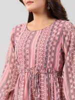 Juniper Geometric Printed Puff Sleeves Sequined Tiered Fit & Flare Dress - Image 2