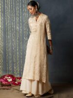 Juniper Mandarin collar Three Quarter Sleeves Ethnic Motifs Kurta - Image 4