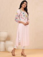 Juniper Round Neck Three Quarter Floral Printed Kurta
