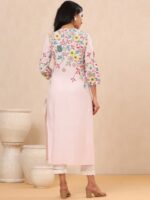 Juniper Round Neck Three Quarter Floral Printed Kurta - Image 3