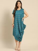 MABISH by Sonal Jain Bandhani Printed One Side Cowl Asymmetric Sheath Dress