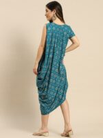 MABISH by Sonal Jain Bandhani Printed One Side Cowl Asymmetric Sheath Dress - Image 4