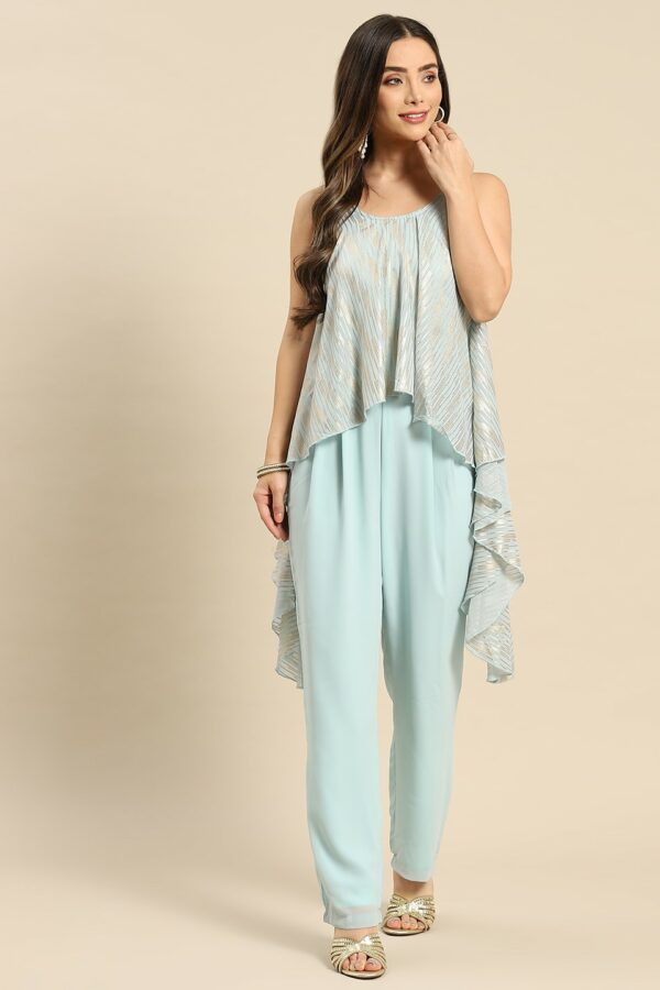 MABISH by Sonal Jain Blue Printed Basic Jumpsuit with Layered