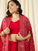 MABISH by Sonal Jain Crop Top With Draped Skirt & Cape - Image 2