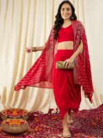 MABISH by Sonal Jain Crop Top With Draped Skirt & Cape - Image 5