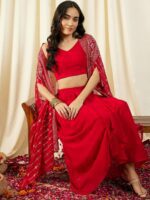 MABISH by Sonal Jain Crop Top With Draped Skirt & Cape - Image 6