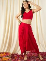 MABISH by Sonal Jain Crop Top With Draped Skirt & Cape - Image 7
