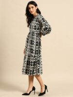 MABISH by Sonal Jain Ethnic Motifs Print Gathered Detail A-Line Midi Dress - Image 3