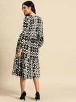 MABISH by Sonal Jain Ethnic Motifs Print Gathered Detail A-Line Midi Dress - Image 4