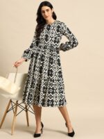 MABISH by Sonal Jain Ethnic Motifs Print Gathered Detail A-Line Midi Dress - Image 5