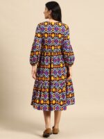 MABISH by Sonal Jain Ethnic Motifs Print Gathered Detail Empire Style A-Line Midi Dress - Image 4