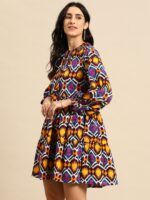MABISH by Sonal Jain Ethnic Motifs Printed Gathered Detail Tiered A-Line Mini Dress - Image 3