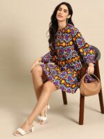 MABISH by Sonal Jain Ethnic Motifs Printed Gathered Detail Tiered A-Line Mini Dress - Image 5